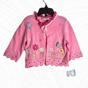 NWT Jane Seymour Toddler Pink Embroidered Sweater